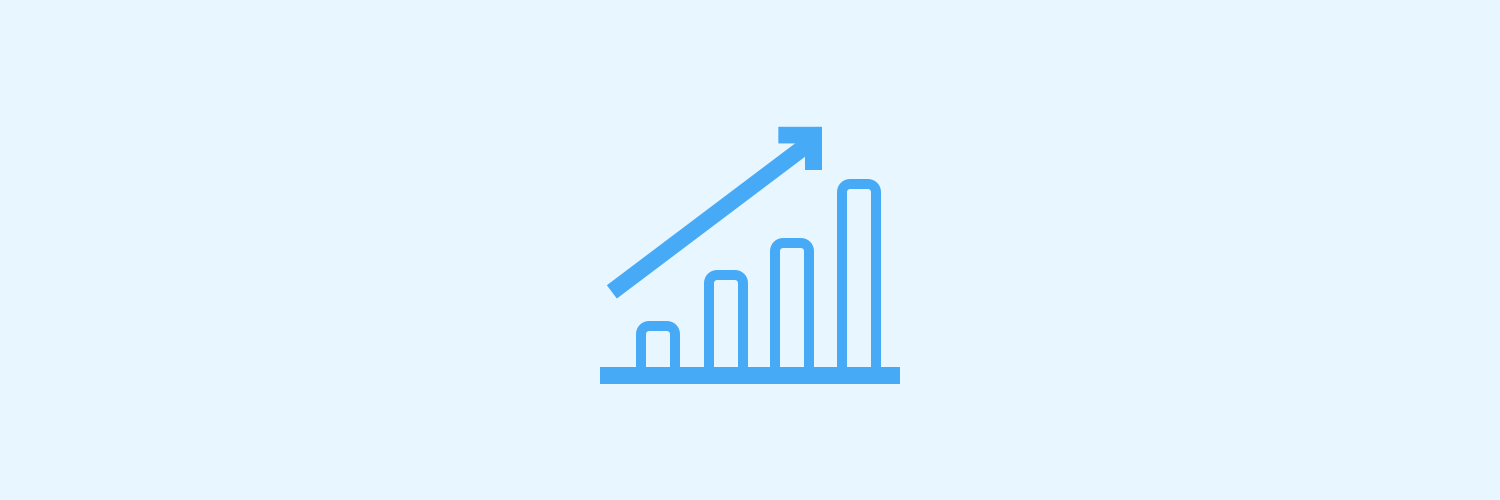 banner of an upward chart on a light blue background